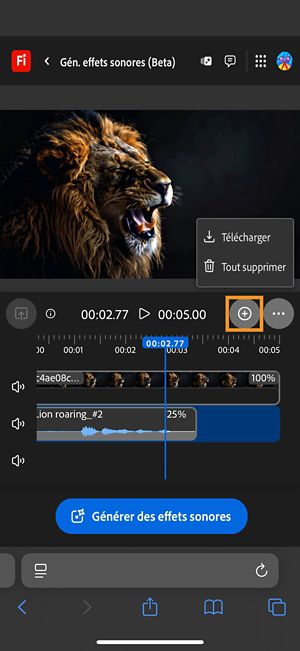 L’option de téléchargement est mise en évidence pour vous permettre de télécharger le clip audio ou vidéo composé.