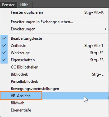 „VR-Ansicht“ zur Vorschau für VR-Inhalte verwenden