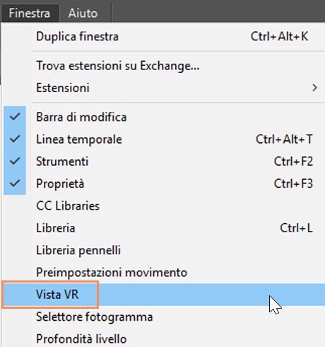 Utilizzo della vista VR per visualizzare in anteprima il contenuto VR