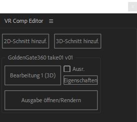 Optionen für den VR-Kompositions-Editor