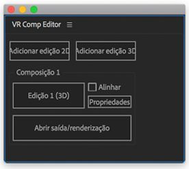 Opções do Editor de composições de VR