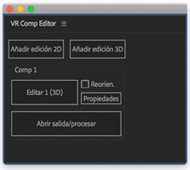 Opciones del Editor de composiciones de VR