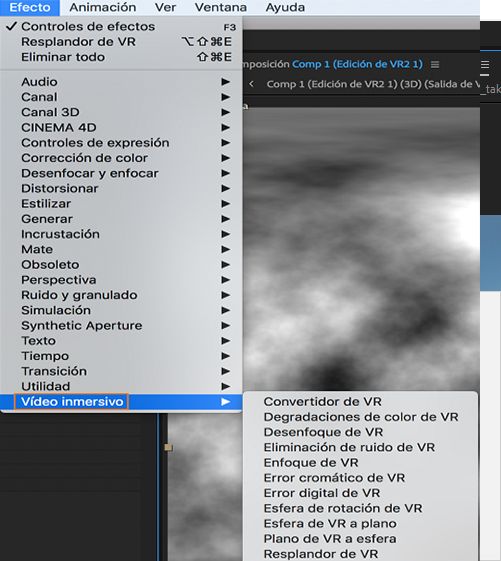 Efectos de vídeo envolventes debajo de la ficha Efectos