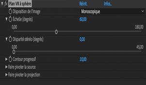 Paramètres de l’effet Plan VR à sphère