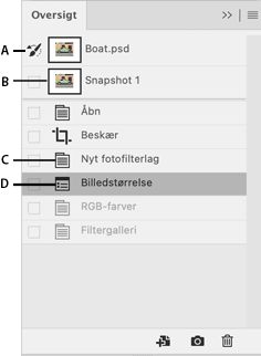 Panelet Historik i Photoshop