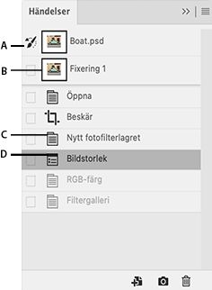 Photoshop: Panelen Händelser