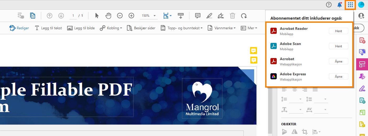 Acrobat-apper fra vaffelmenyen