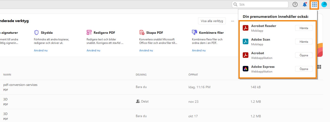 Acrobat-appar från våffelmenyn