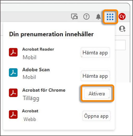 Aktivera webbläsartillägget