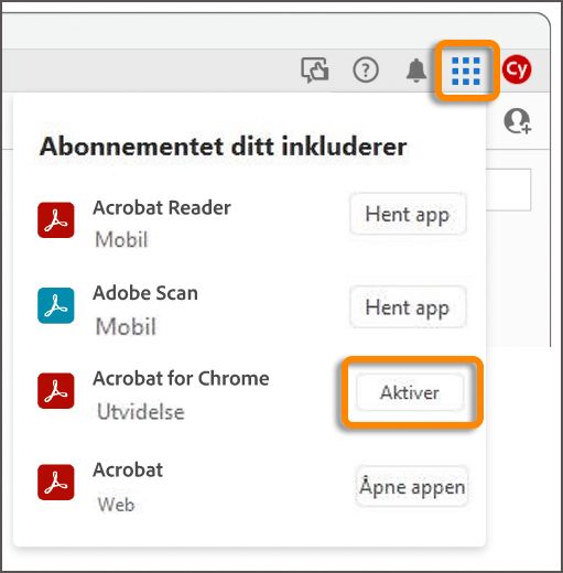 Aktiver nettleserutvidelsen