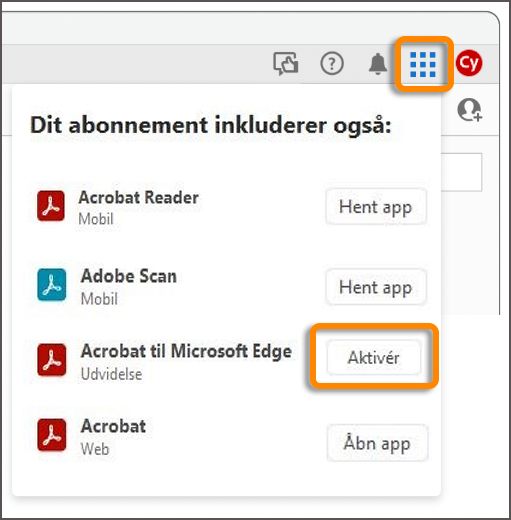 Aktivér browserudvidelsen
