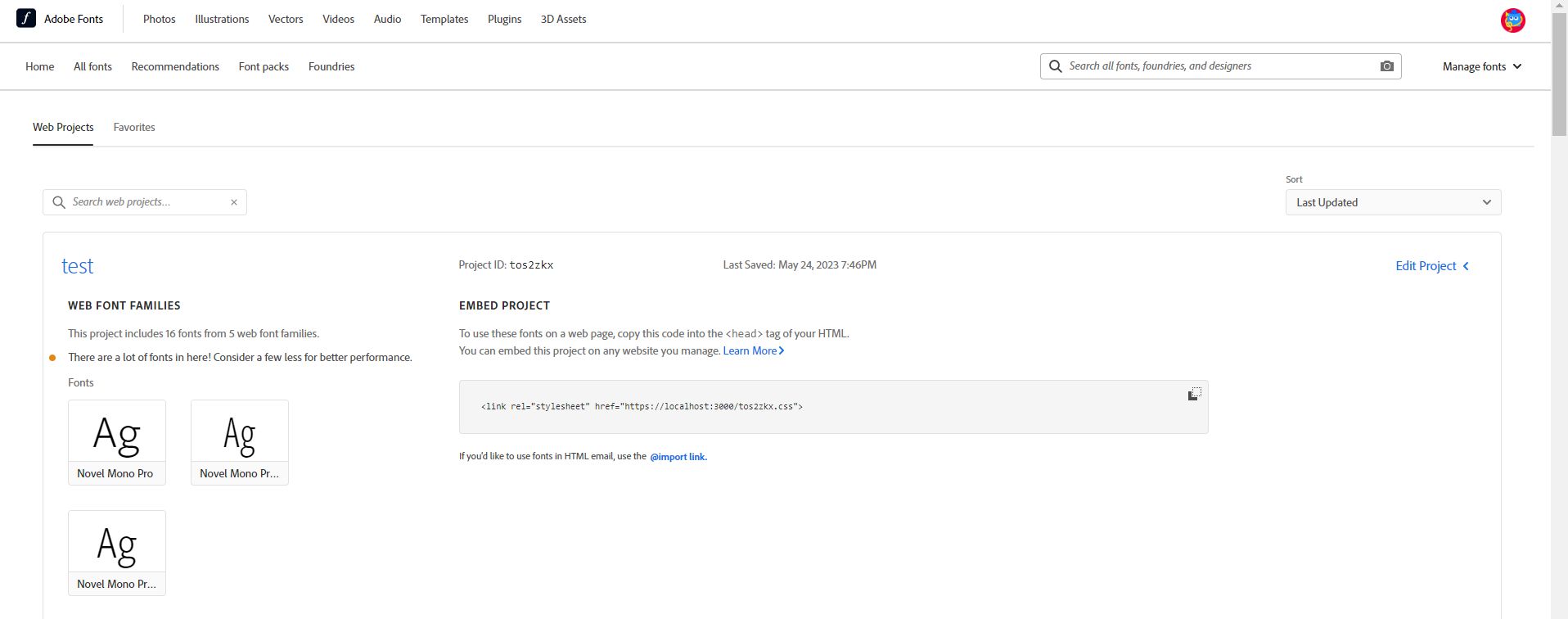 Se muestran todas las fuentes utilizadas en los proyectos web.
