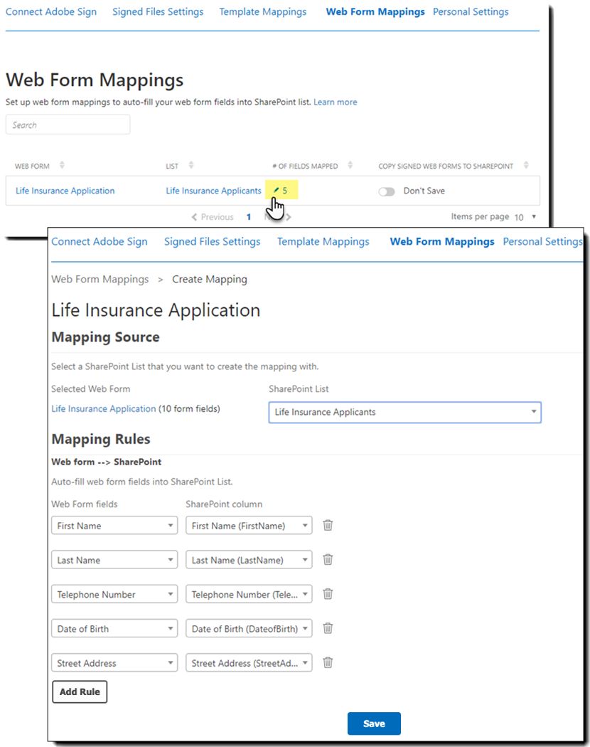 De lijst met webformulieren in SharePoint