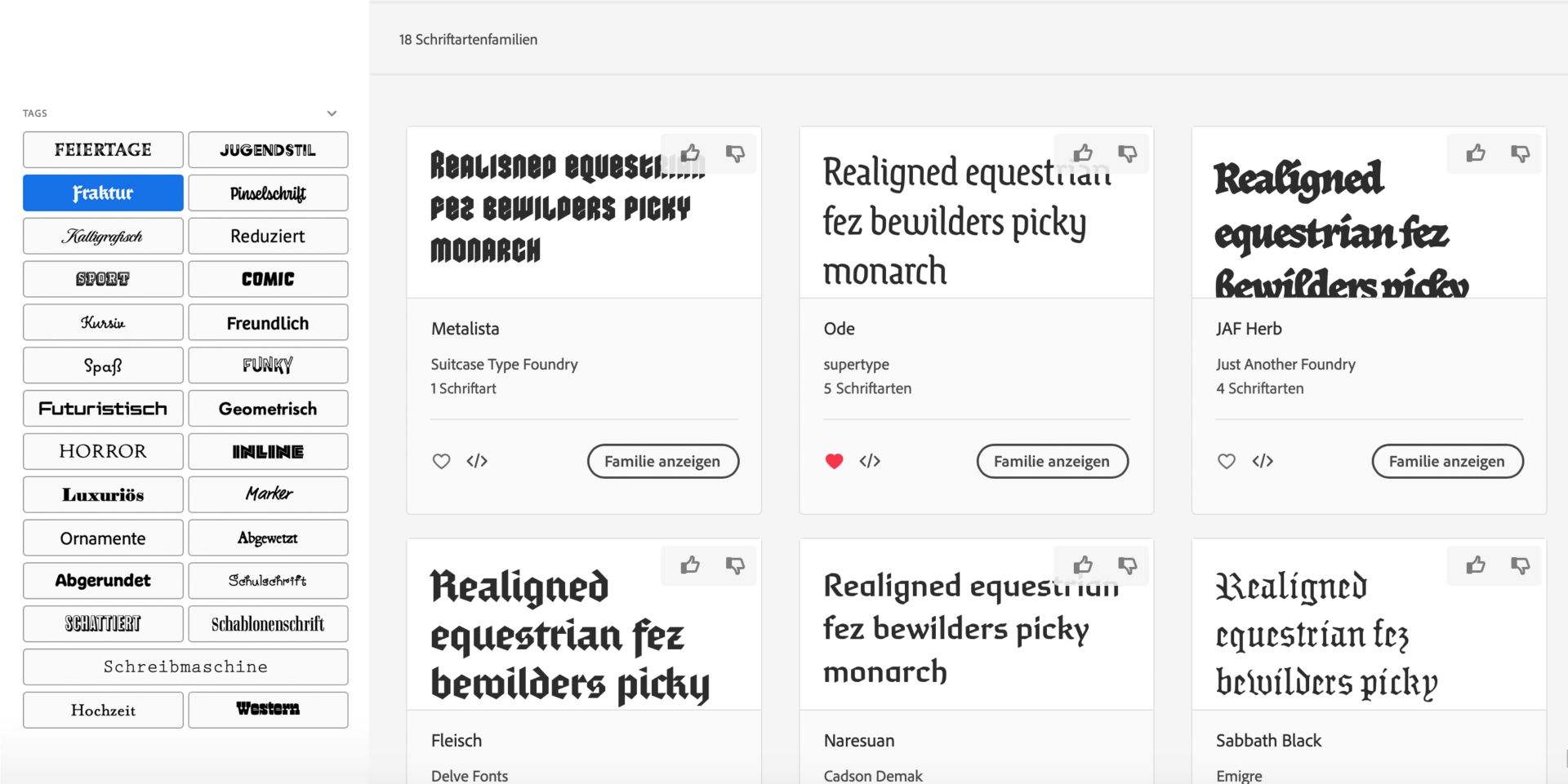 Adobe Fonts-Tag-Suche