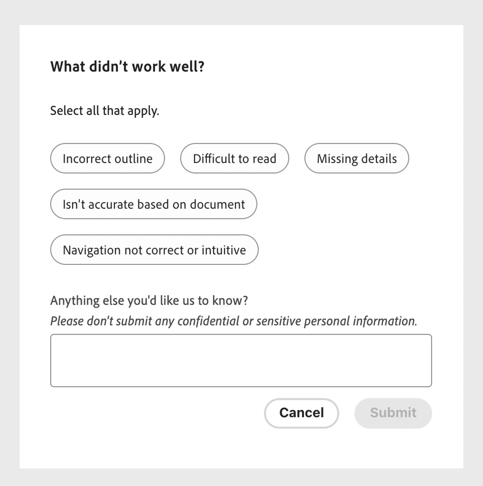 Gib Feedback dazu, was nicht gut funktioniert hat.