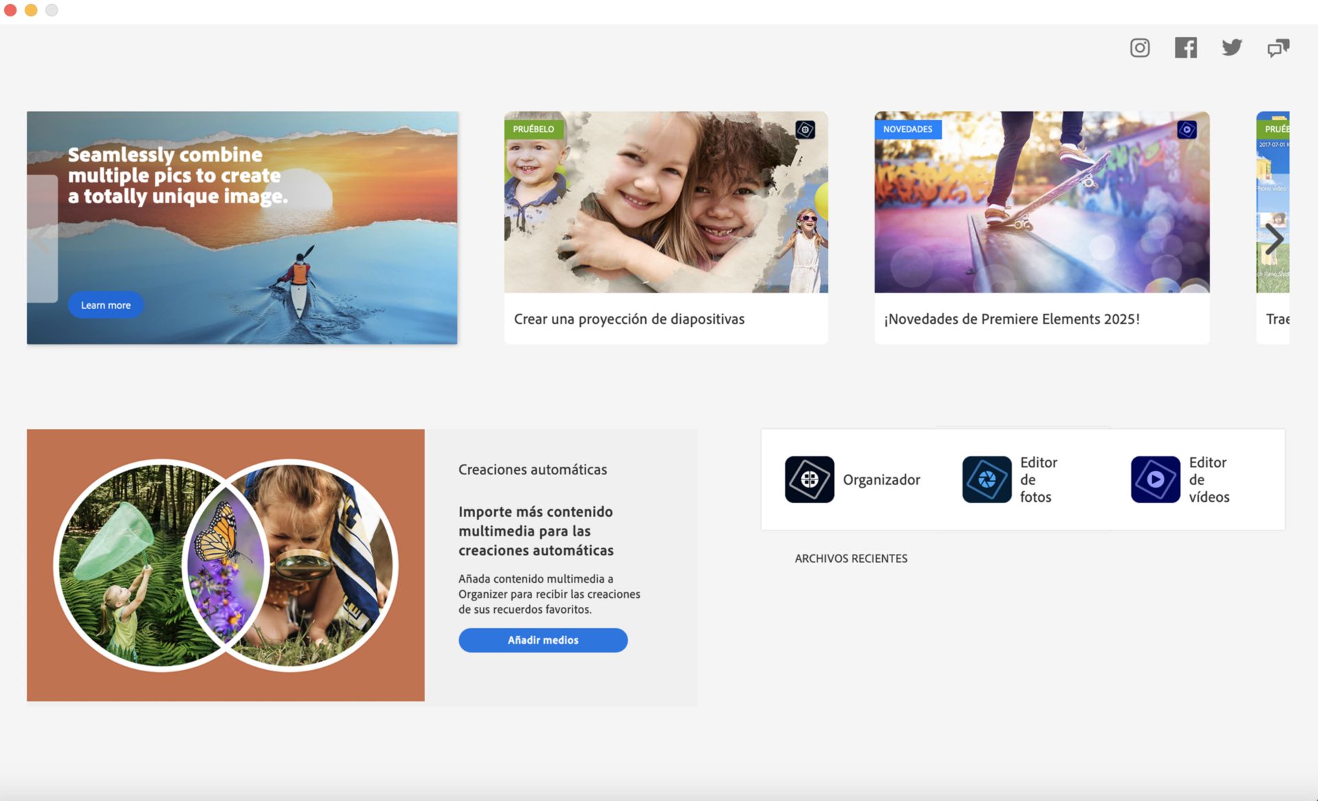 Seleccione tarjetas Pruébelo en la pantalla de inicio para aprender las nuevas funciones