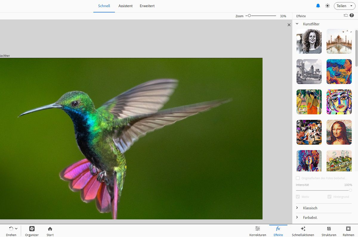 Erkunde neue künstlerische Effekte in Adobe Photoshop Elements.