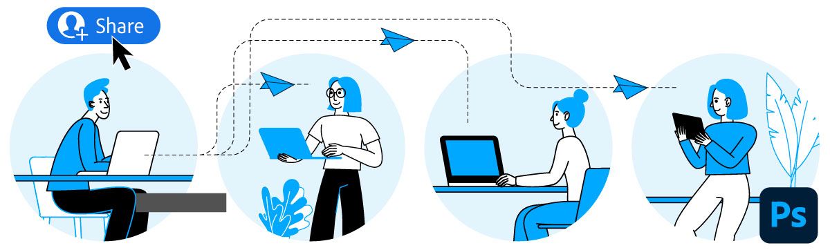 Подсвечивание кнопки «Поделиться» в Photoshop