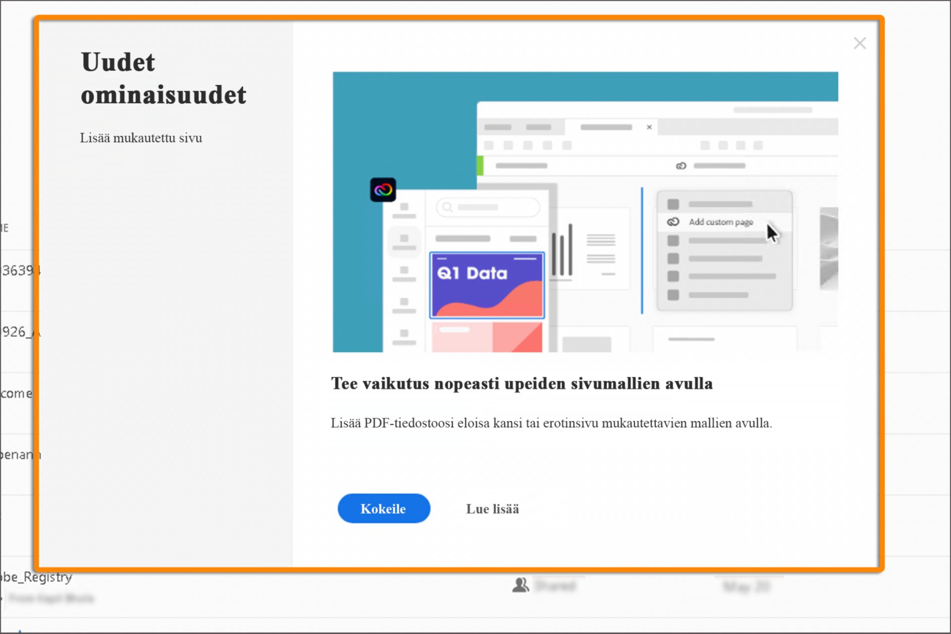 Uudet ominaisuudet -kortti
