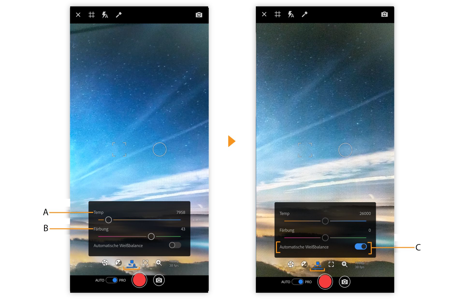 PRO-Weißabgleichoptionen in Premiere Rush