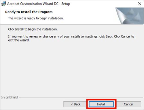 Customization Wizard インストール開始