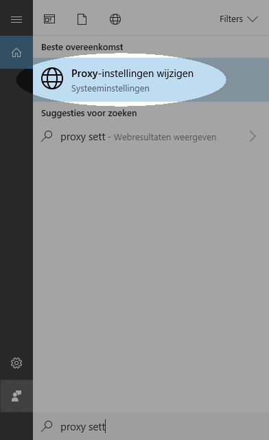 Configureer je proxyinstellingen in Win 10 om te werken met bibliotheken - Stap 1