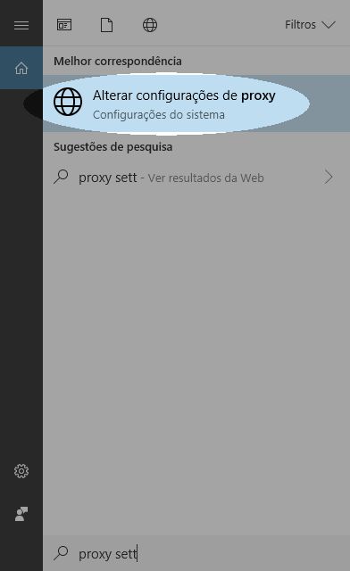 Configurar suas configurações do proxy no Win 10 para trabalhar com bibliotecas - Etapa 1