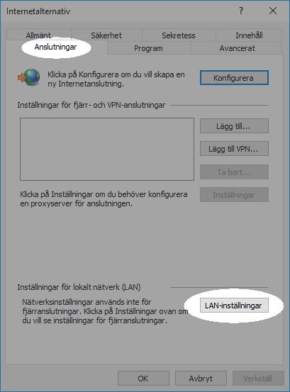 Konfigurera proxyn på Win 7 för att arbeta med bibliotek – steg 3