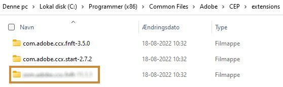 Mappe med ekstramodulet i Windows