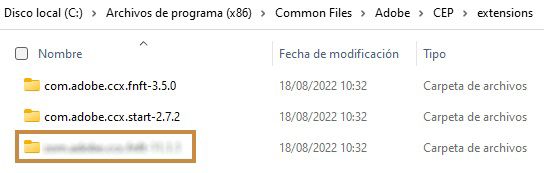 Carpeta de la extensión de Windows