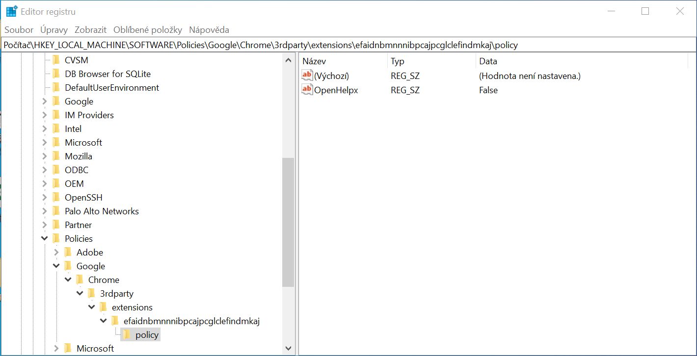 Klíč registru systému Windows