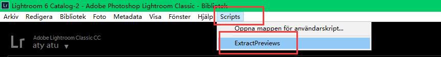 Välj ExtractPreviews från Skriptmenyn