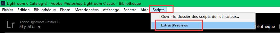 Sélectionner ExtractPreviews dans le menu Scripts