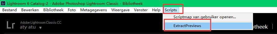 Kies ExtractPreviews in het menu Scripts