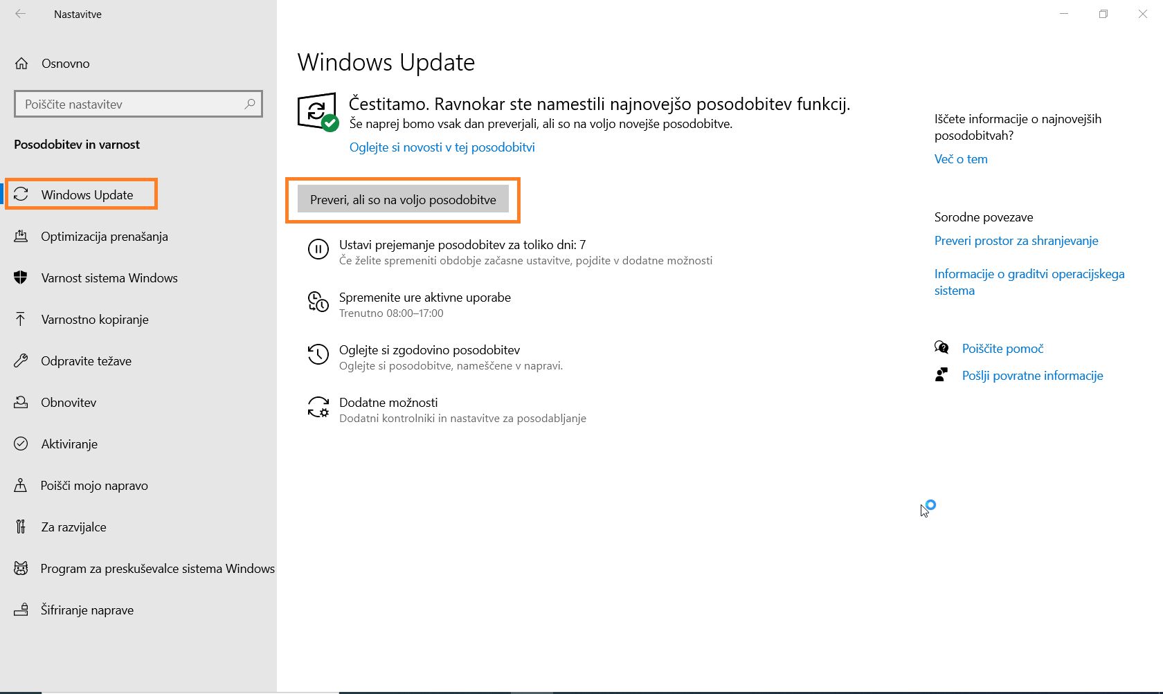 Posodobitev sistema Windows