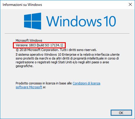 Verifica della versione di Windows