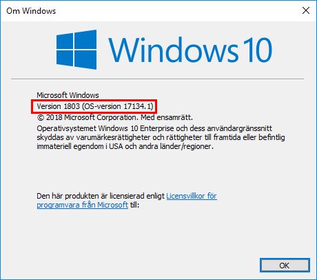 Kontrollera Windows-versionen
