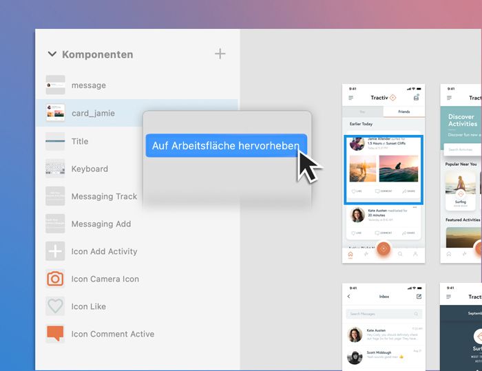 Hervorhebung auf der Arbeitsfläche