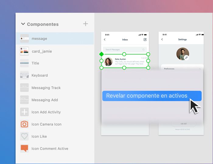 Mostrar componentes en activos