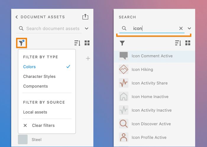 アセットの検索とフィルター