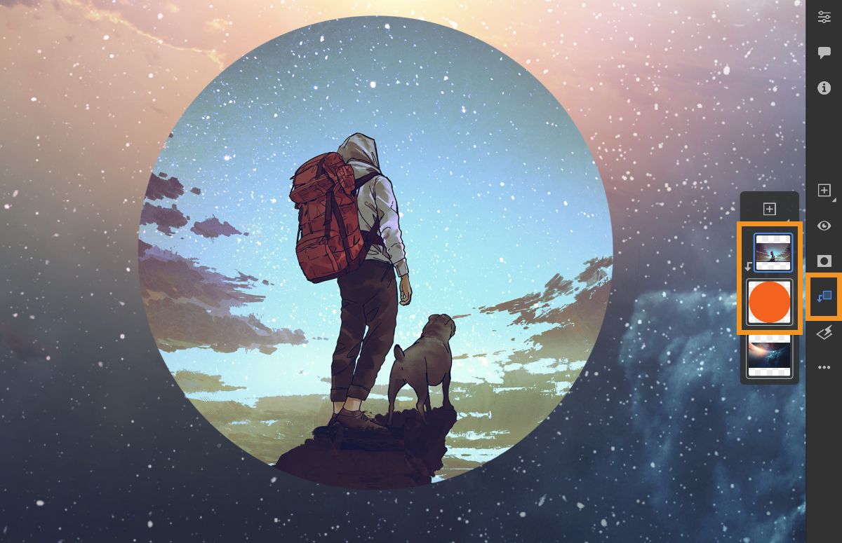 Add a clipping mask in Photoshop on the iPad