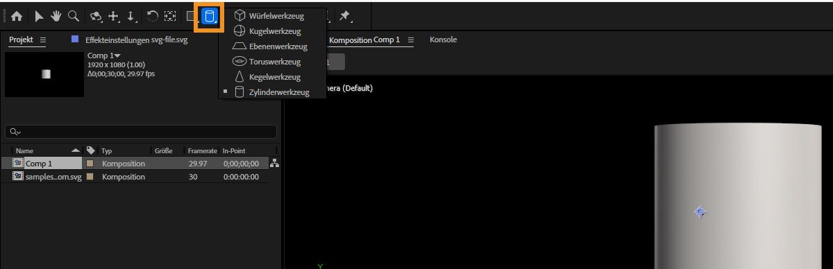 Das Gitter-Werkzeug ist ausgewählt und es stehen verschiedene parametrische Gitter wie Kugel, Würfel, Kegel und Torus zur Auswahl.