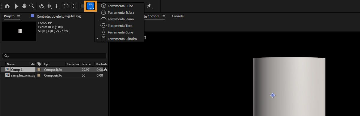 A ferramenta de desenho de malha está selecionada e existem diferentes malhas paramétricas como esfera, cubo, cone e toro para escolher.