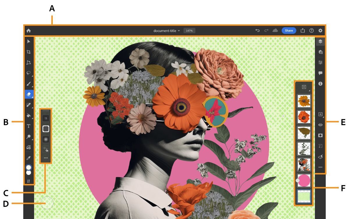 Kennismaken met de Photoshop-werkruimte op uw iPad