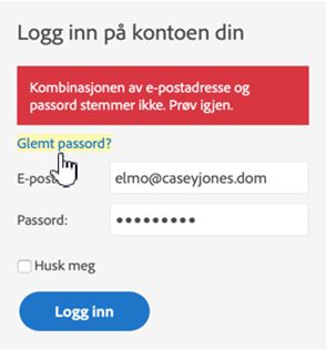 Feilmeldingen ang. authentification