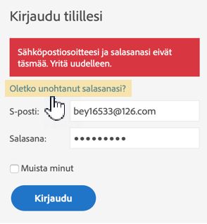 Todennusvirheviesti