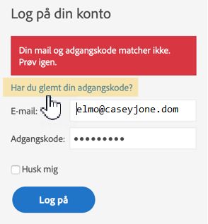 Meddelelse om godkendelsesfejl