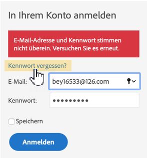 Authentifizierungsfehlermeldung