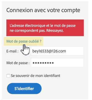 Message d’erreur d’authentification