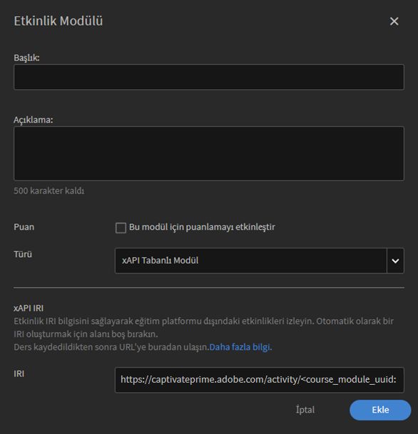 x-API tabanlı modül oluşturma